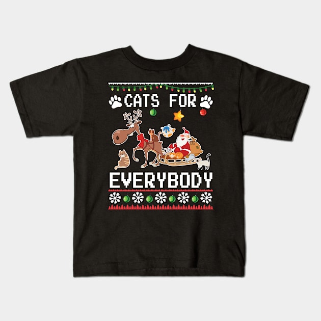 Santa Claus With Cats For Everybody Merry Christmas Noel Day Kids T-Shirt by Cowan79